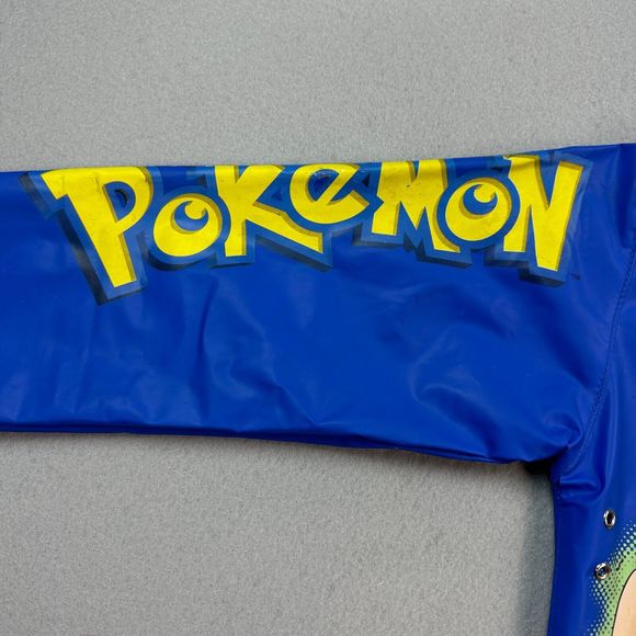 Vintage Pokemon Jacket Youth Size 5 Blue Nintendo Hooded Raincoat PVC Blastoise - Picture 7 of 16